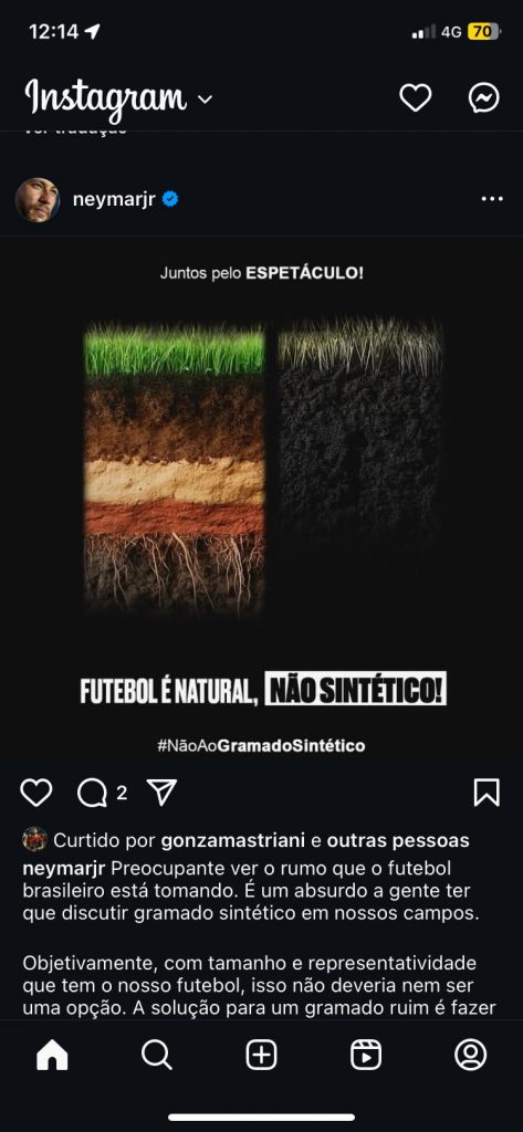 Mastriani curte post de Neymar. Foto: Reprodução/Instagram