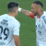 Neymar dá esporro em Léo Godoy. Foto: Reprodução/FPF