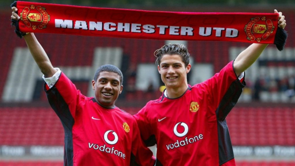 Kleberson e Cristiano Ronaldo chegaram juntos ao United. Foto: Reprodução/Twitter