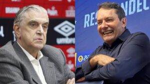 Petraglia, presidente do Athletico-PR e Pedrinho do Cruzeiro - (Foto: Divulgação/Athletico/Cruzeiro)