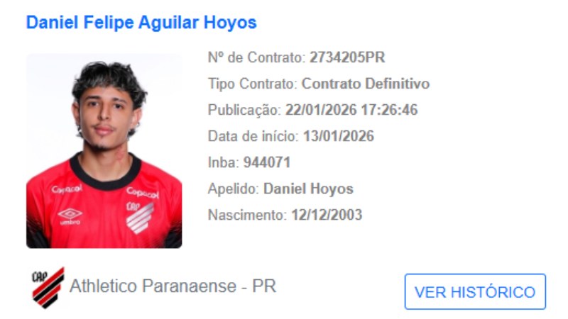 Athletico-PR anuncia atacante colombiano